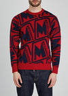 Red logo-intarsia wool jumper