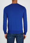 Blue fine-knit cotton jumper