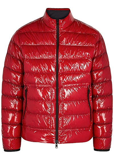 Agar red quilted shell jacket