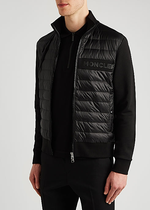 Black quilted shell and cotton jacket