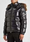 Maya black fur-trimmed quilted shell jacket