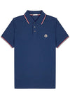 Navy piqué cotton polo shirt