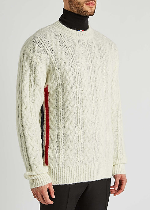 Cream cable-knit wool-blend jumper