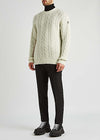 Cream cable-knit wool-blend jumper