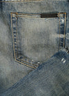 Blue distressed straight-leg jeans