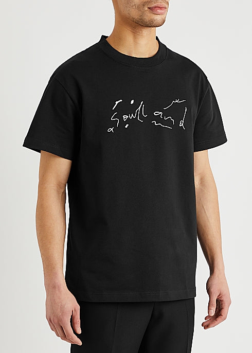 Scribble black logo-print cotton T-shirt