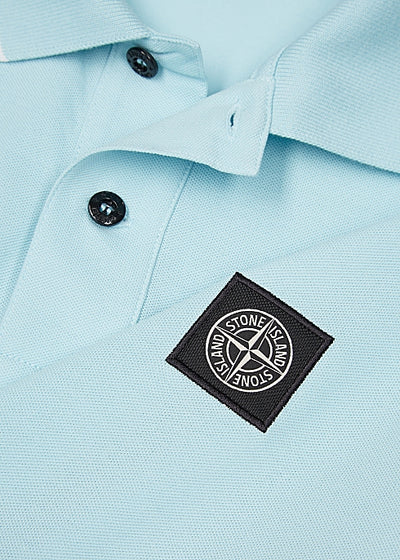 Light blue piqué cotton polo shirt