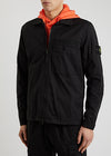 Black brushed stretch-cotton overshirt