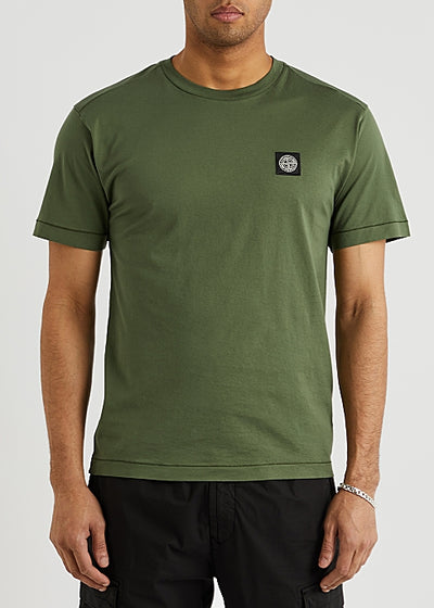 Green logo cotton T-shirt