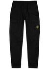 Black stretch-cotton cargo trousers