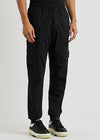 Black stretch-cotton cargo trousers