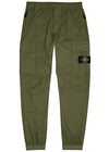 Green stretch-cotton cargo trousers