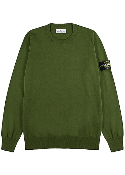 Army green logo cotton jumper