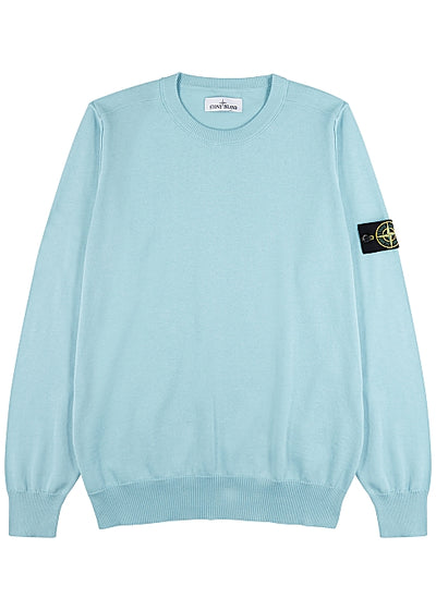 Light blue logo cotton jumper