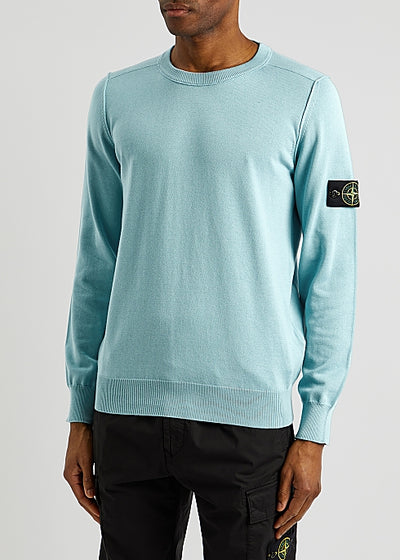 Light blue logo cotton jumper