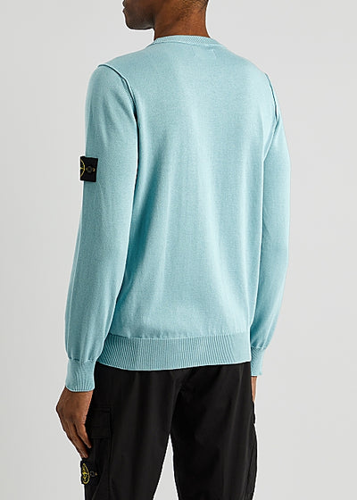 Light blue logo cotton jumper