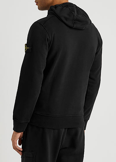 Black logo hooded cotton sweatshirt