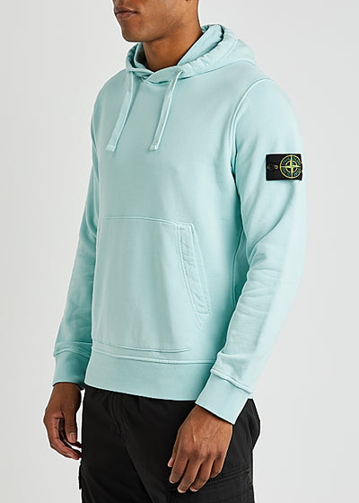 Light blue logo hooded cotton sweatshirt