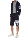 STRIPE SLEEVE ZIP COTTON HOODIE