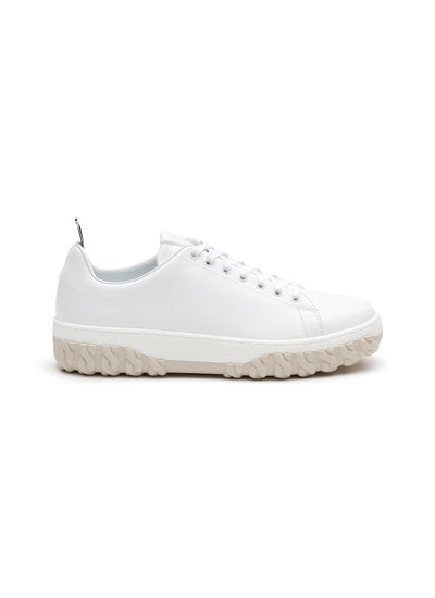 VITELLO CALF LEATHER CABLE KNIT SOLE COURT SNEAKERS