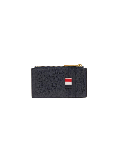 SKY MOTIF PEBBLE GRAIN LEATHER ZIP CARD WALLET