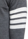 FOUR BAR STRIPE MERINO WOOL V-NECK CARDIGAN