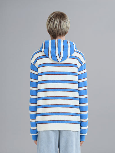 TRI-COLOURED STRIPED TERRY-KNIT HOODED SWEATER