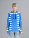 TRI-COLOURED STRIPED TERRY-KNIT HOODED SWEATER