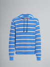 TRI-COLOURED STRIPED TERRY-KNIT HOODED SWEATER