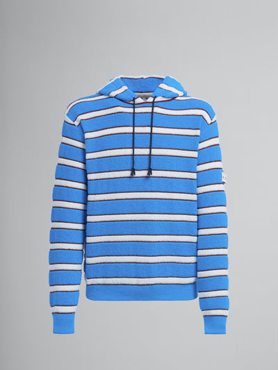 TRI-COLOURED STRIPED TERRY-KNIT HOODED SWEATER