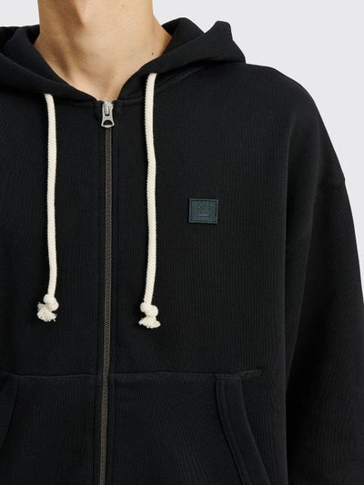 FACE HOODED ZIP UP SWEATSHIRT BLACK