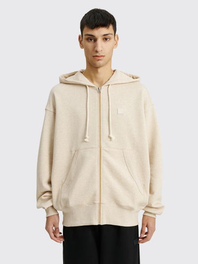 FACE HOODED ZIP UP SWEATSHIRT OATMEAL MELANGE