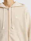 FACE HOODED ZIP UP SWEATSHIRT OATMEAL MELANGE