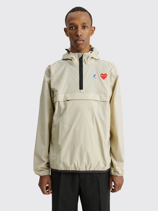 COMME DES GARÇONS PLAY X K-WAY LEON HALF ZIP JACKET BEIGE