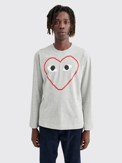 PRINTED BIG HEART LS T-SHIRT GREY