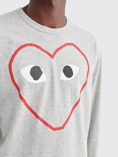 PRINTED BIG HEART LS T-SHIRT GREY