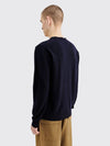 SMALL HEART KNITTED V-NECK PULLOVER NAVY