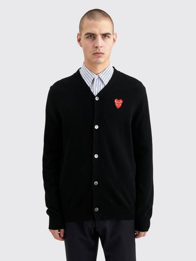 DOUBLE HEART KNITTED CARDIGAN BLACK