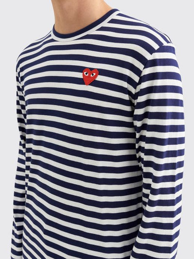 SMALL HEART LS T-SHIRT NAVY STRIPE