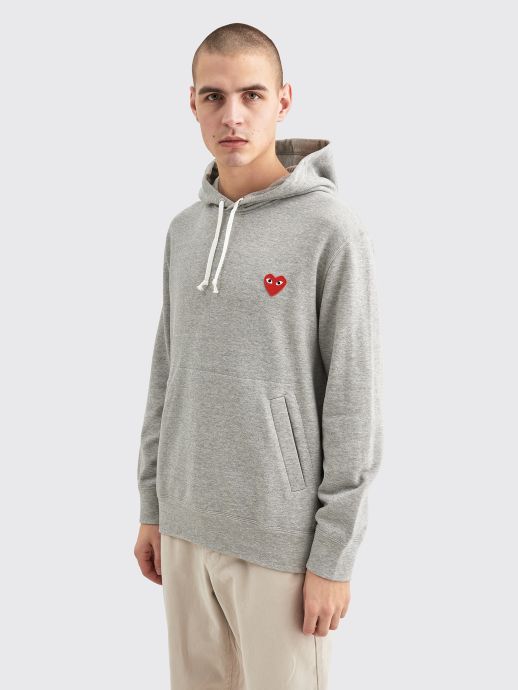 SMALL HEART HOODED SWEATSHIRT GREY