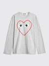 PRINTED BIG HEART LS T-SHIRT GREY