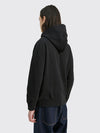 DOUBLE HEART HOODED ZIP SWEATSHIRT BLACK