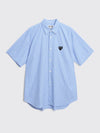 SMALL HEART SHORT SLEEVE SHIRT STRIPE BLUE