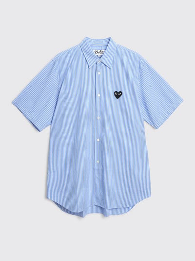 SMALL HEART SHORT SLEEVE SHIRT STRIPE BLUE