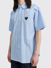 SMALL HEART SHORT SLEEVE SHIRT STRIPE BLUE