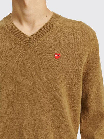 MINI HEART V-NECK KNIT SWEATER BROWN